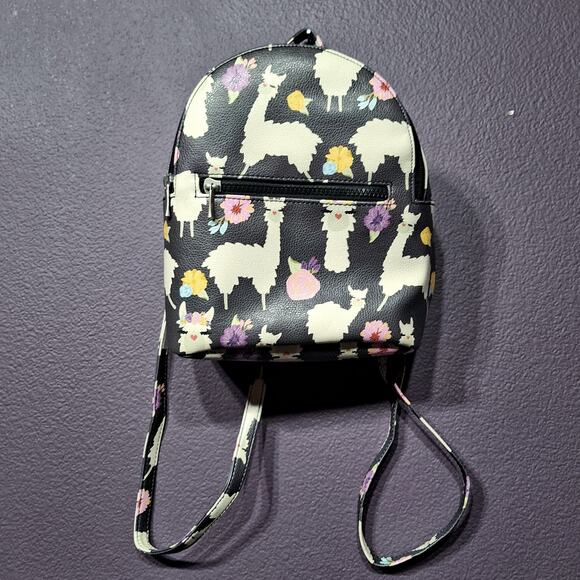 Black Llama print mini backpack - Picture 1 of 6